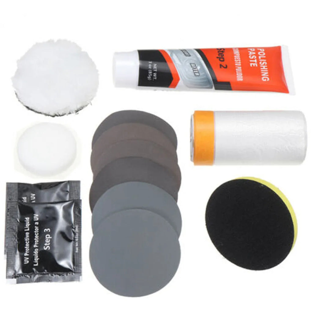 Carbon steel headlight repair tool for auto and machine maintenance, 15cm by 15cm by 5cm.