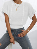 Twisted string knitted pullover sweater with ruffle sleeves in loose Japanese Korean casual style