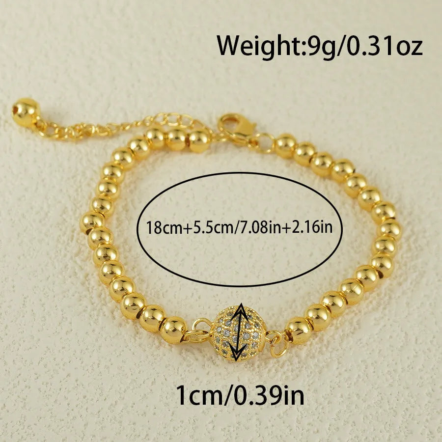 Arabic-style copper bracelet with a single zircon ball on a heart shape for women.