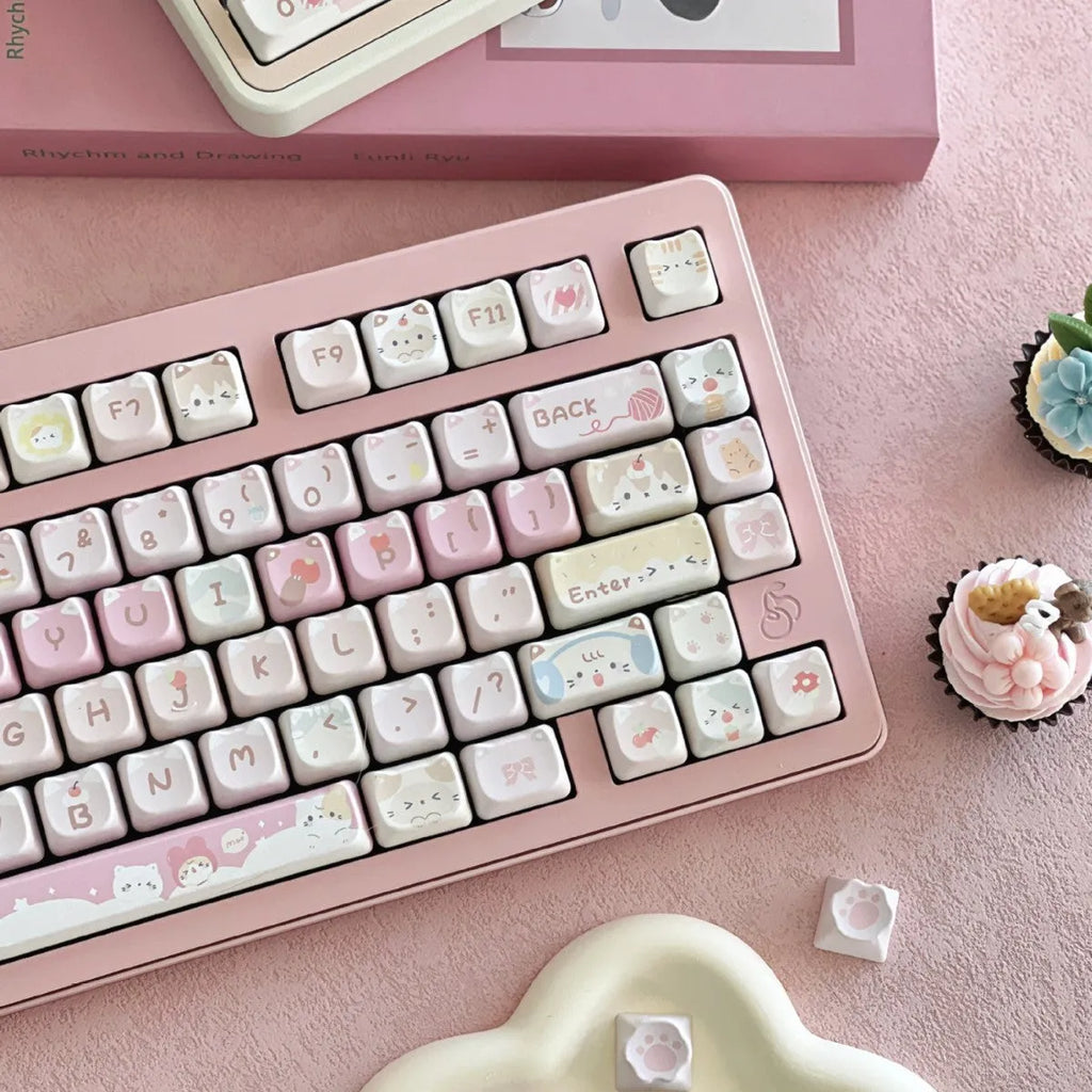 Meow Meow Team 141-piece sublimation keycap set for mechanical keyboards
