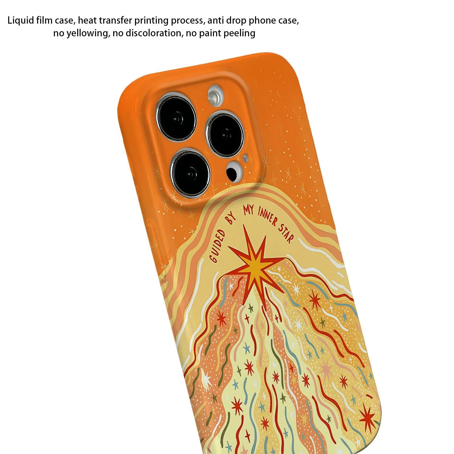 Orange frosted glossy TPU phone case with Chinese style pattern for iPhone 13 15 16 series