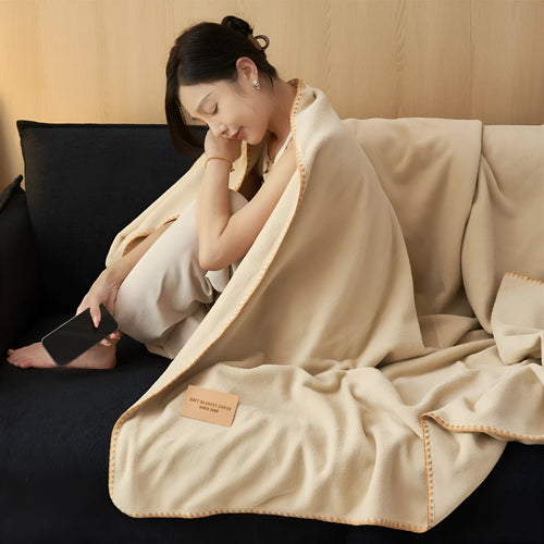 Alpaca fleecefiber blanket in solid colour, Class A soft polyester, thickened warm leg covering