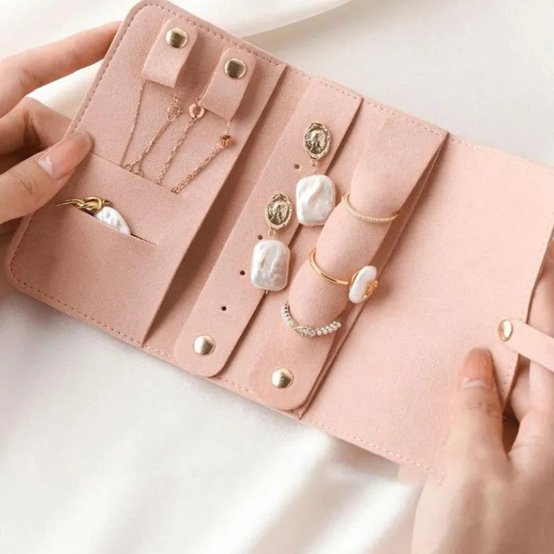 12x12cm leather and microfiber jewellery pouch in beige, brown, gray, pink or white for earrings, rings and watches
