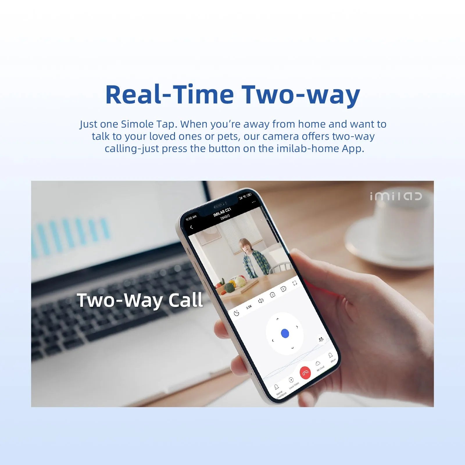 IMILAB C21 white indoor WiFi surveillance camera with 360° view and night vision