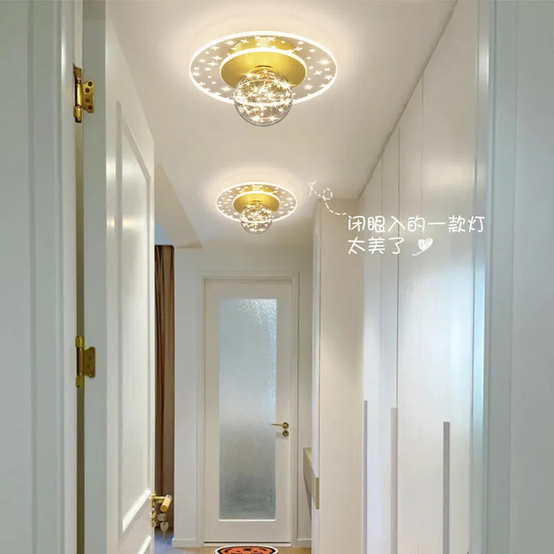 Modern simplicity corridor ceiling lamp in gold black or white with LED three-colour or white light options