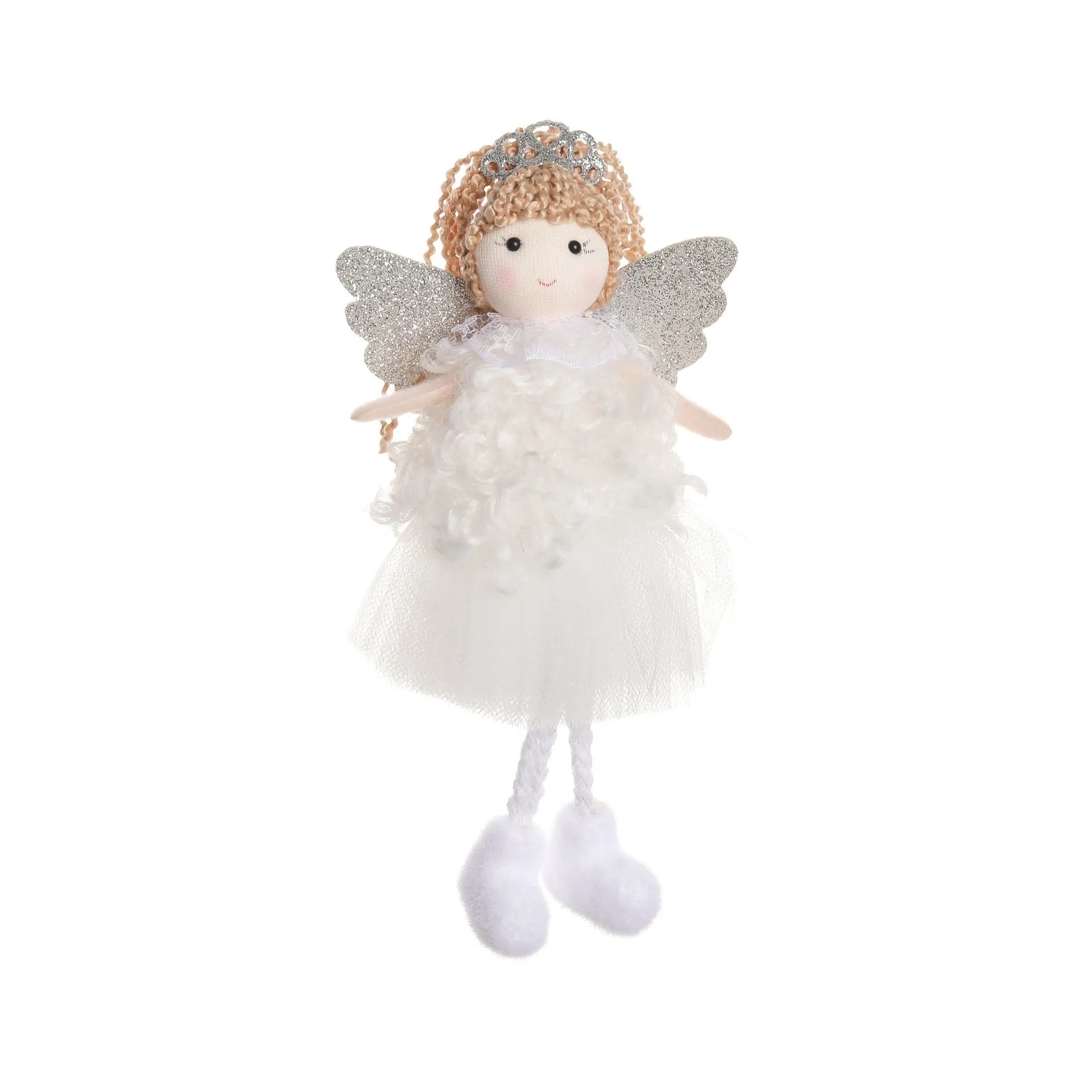 Christmas angel fabric pendant for girls' high ponytails in white, pink and khaki colours
