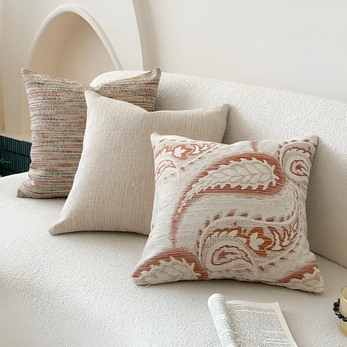 American-style jacquard sofa backrest cushion cover with paisley pattern in amber colour.