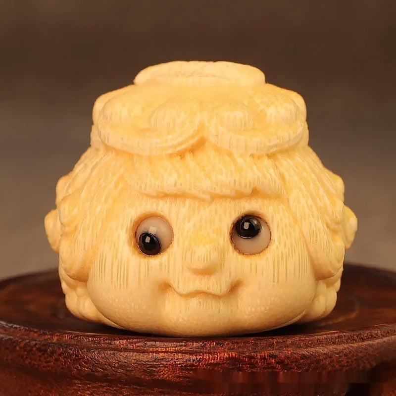 Golden toad princess ornament carved from bamboo with cute style design