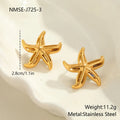 Design Sense simple stud earrings for women, starfish shape, 18K gold plated stainless steel, fashion OL style