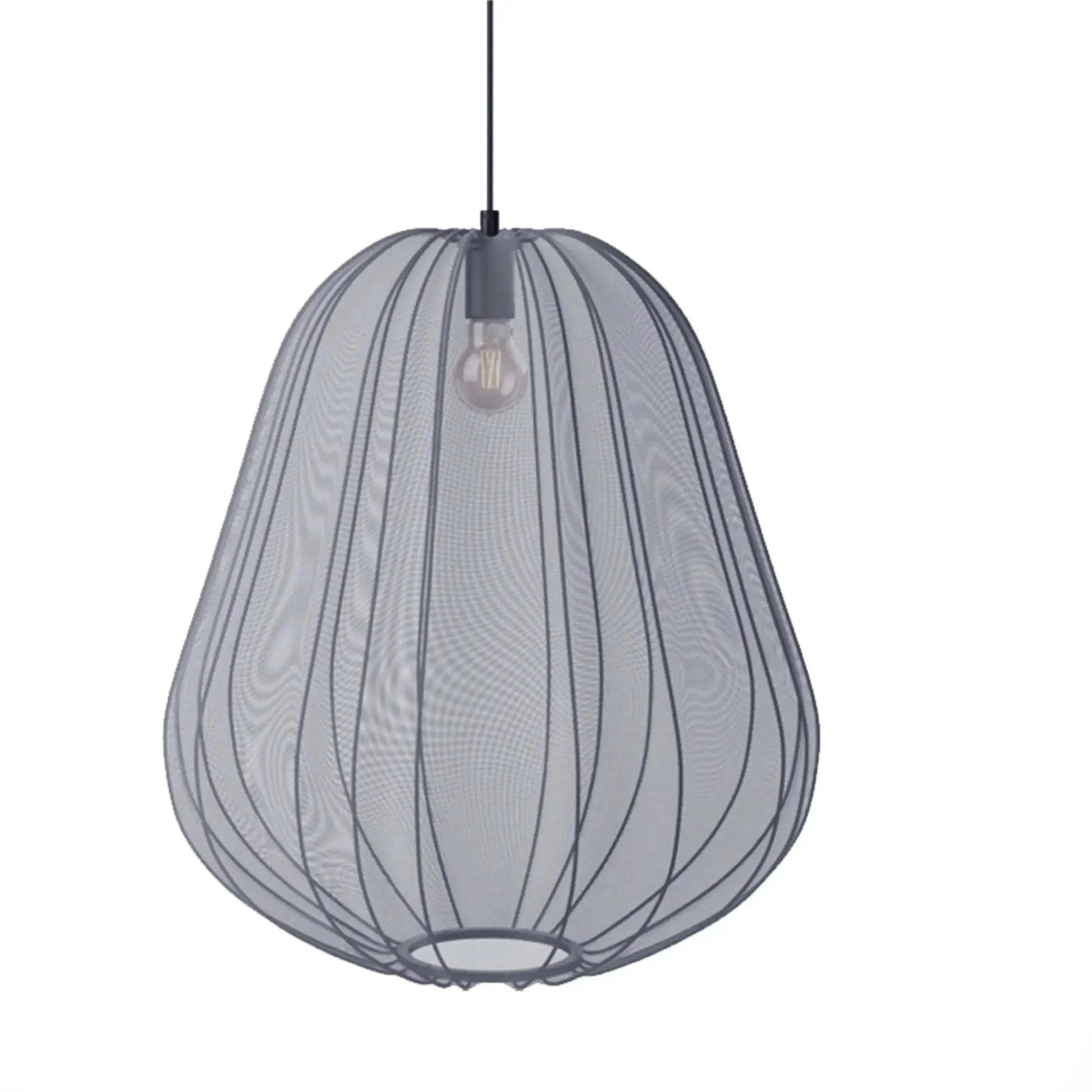 Japanese style pumpkin-shaped ceiling lamp with iron construction in white or grey blue finish