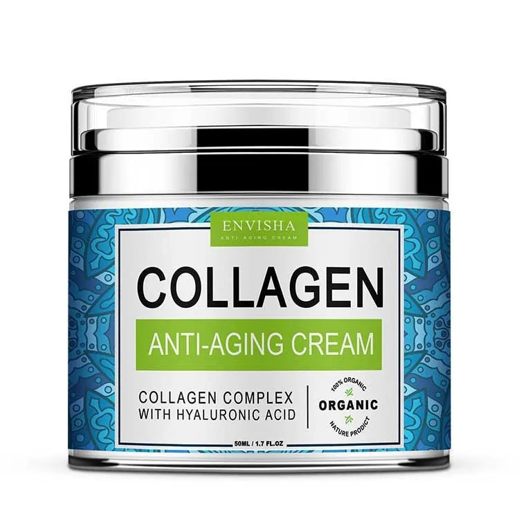 50g collagen cream with retinol and Vitamin E in a white tub, front view