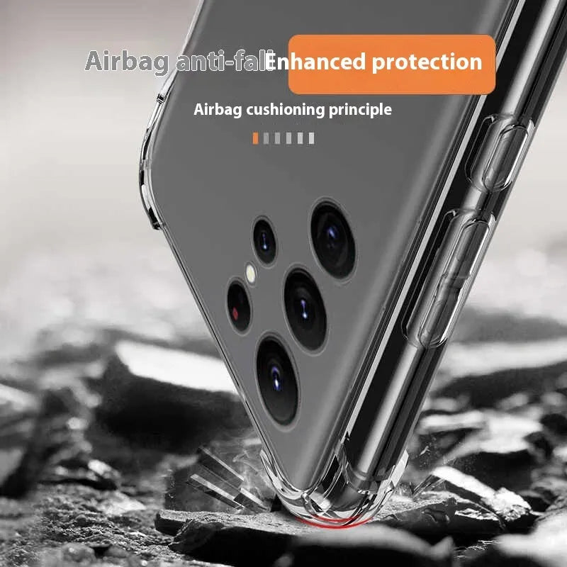 Transparent silicone phone case with airbag corners for Samsung Galaxy phones