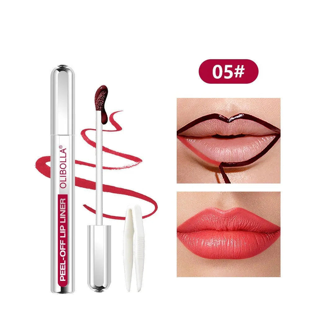 Matte waterproof dyed lip gloss in 3.5ml lip liner tube with five colour options 01 to 05