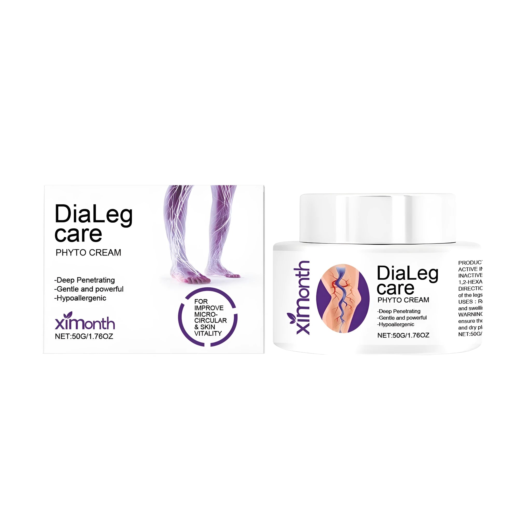 50g glass jar of varicose vein care cream with mint and shea butter