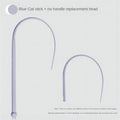 Blue cat toy wand with silicone mouse tail and ABS plastic handle for interactive pet play