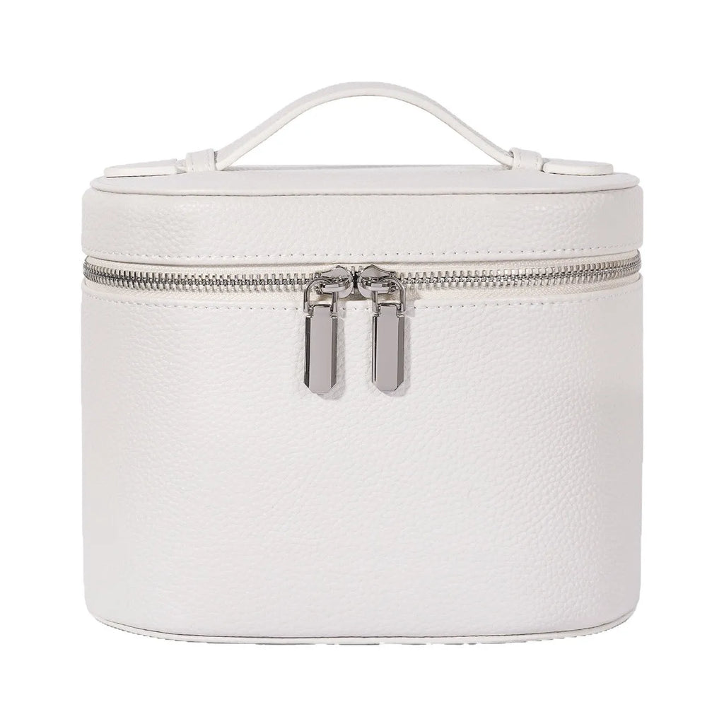 Removable elastic band cosmetic bag in retro tone PU, black colour, for travel and home storage