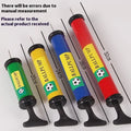 A plastic manual hand pump cylinder for inflating basketballs, volleyballs, and footballs.