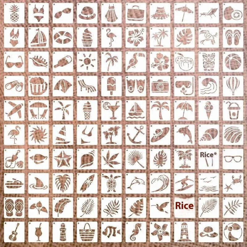 700 milky white PET film spray painting templates showing flower, animal, ocean, Hawaii, and letter designs