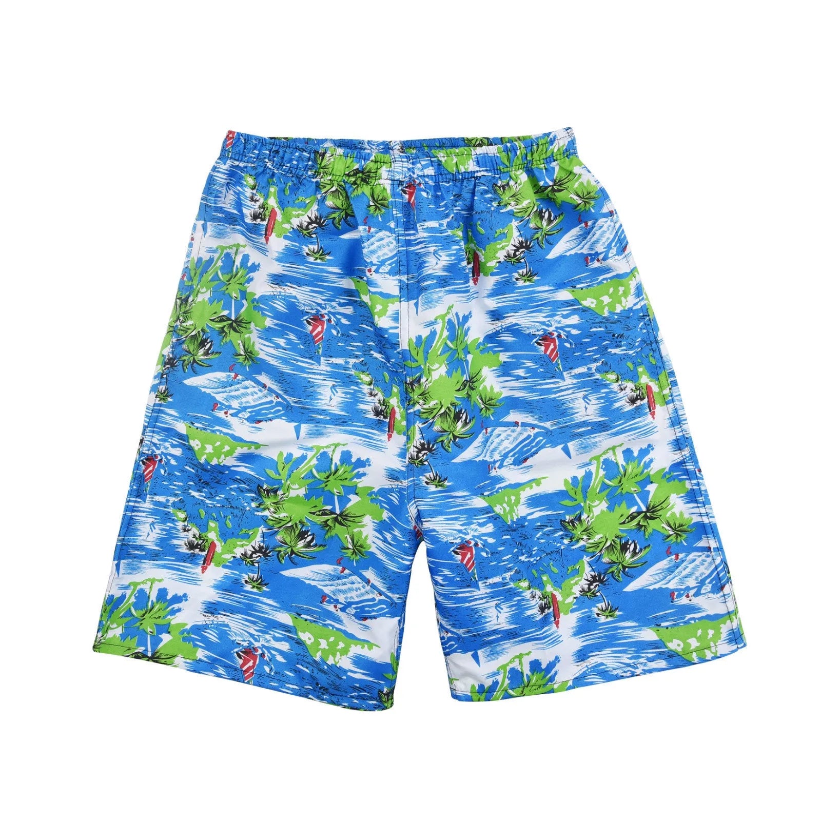 Men's floral print five-point swimming trunks in polyester fabric for pool and beach use