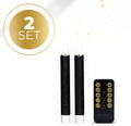 Black S2 3D Flame LED Taper Candle showing realistic flickering effect at 18cm height