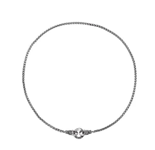 S925 sterling silver dainty clavicle necklace for women shown on a model, available in 50cm, 55cm and 60cm lengths.