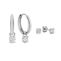 Copper inlaid zirconium water drop earrings suit two pairs gold silver rose gold