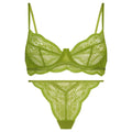Women's French bra bikini set in nylon with fixed double straps, available in black, red and green colours