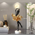 Small resin art girl night light ornament in black gold, white, pink, or light blue.