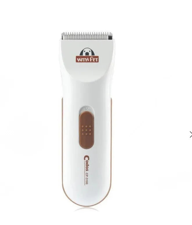White pet hair clipper with ceramic blade for dog and cat grooming