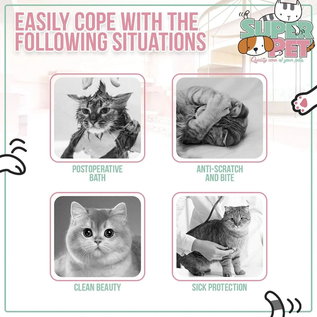 Soft cat cone collar with bee design showing adjustable velcro closure for wound protection