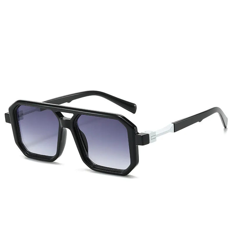 Retro double beam pilot sunglasses in multiple colour combinations including black frame grey lens options