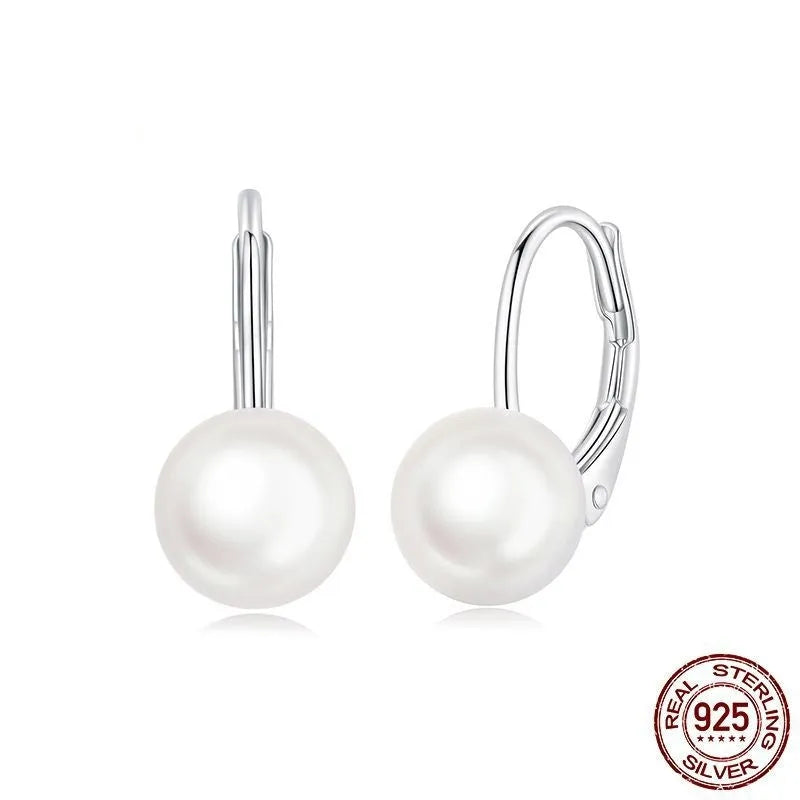 Romantic pearl earrings in 925 sterling silver for women BSE1214 colour silver tone
