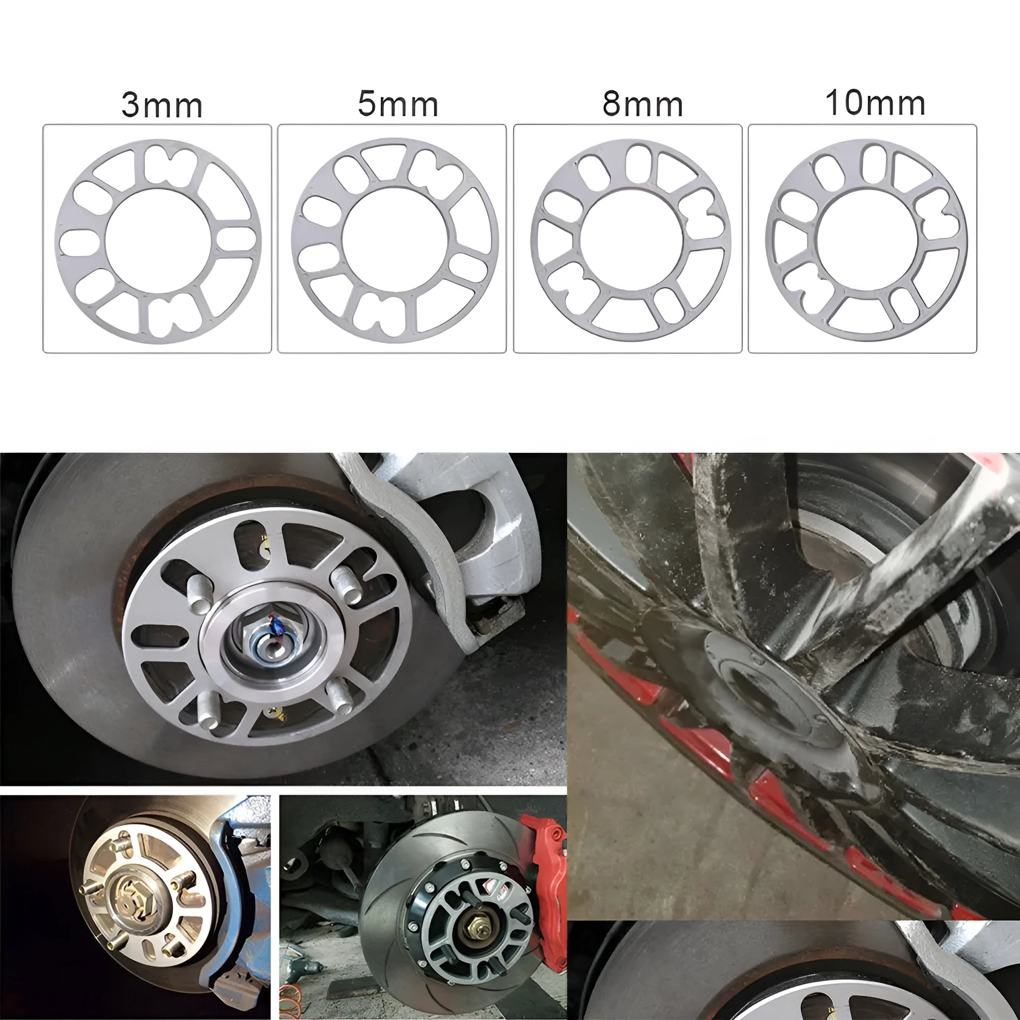 Automotive wheel hub widening gasket spacer in multiple thickness options for wheel modification