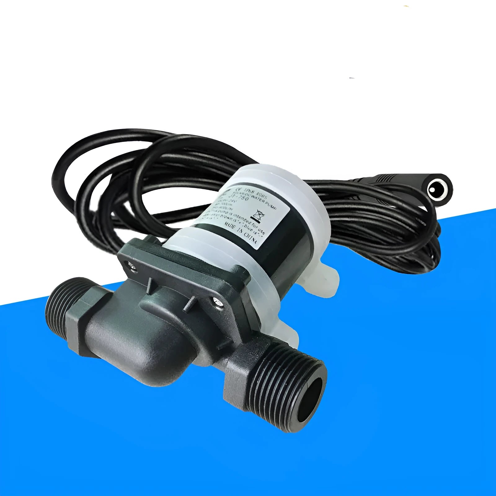 Jiatong JT-750 horizontal DC water pump with threaded ports for solar and heating systems.