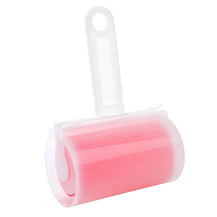 Washable lint roller pack with protective cover in blue, green, pink and yellow options for pet hair removal