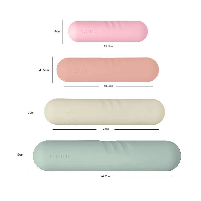 Silicone-edged yoga dumbbell stick with cast iron construction in various colours and weights