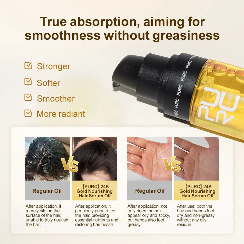 Yellow 50ml hair care essential oil bottle for scalp oil control and frizzy hair repair