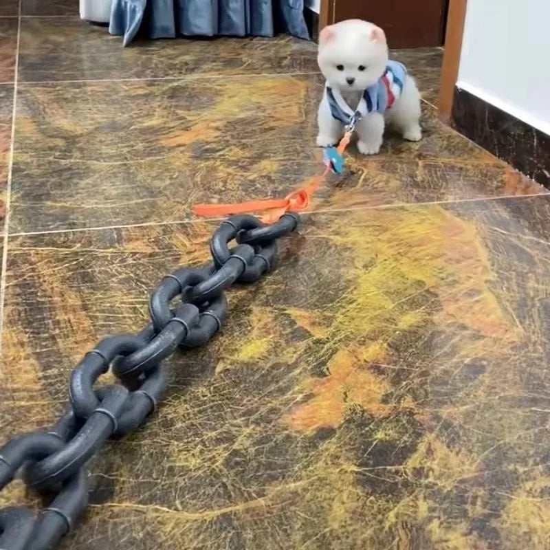 PP plastic simulation dog leash video prop in bronze, antique silver, or black colour.