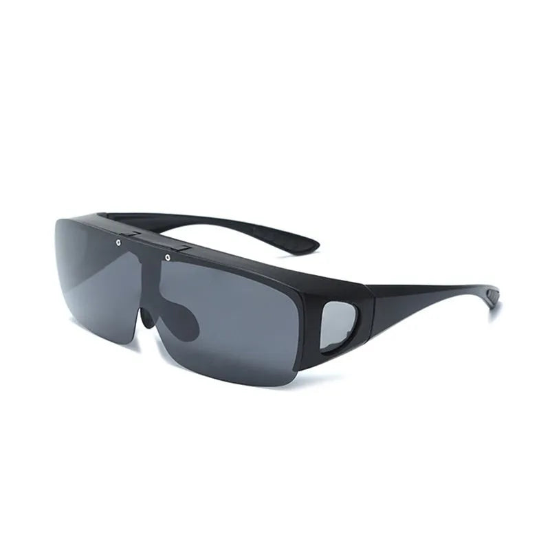 One-piece polarised prescription sunglasses for sports like cycling and climbing, shown in multiple lens colour options.