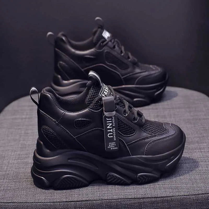 Women's casual platform mesh shoes with hollow-out design and toe holder styling in various colours
