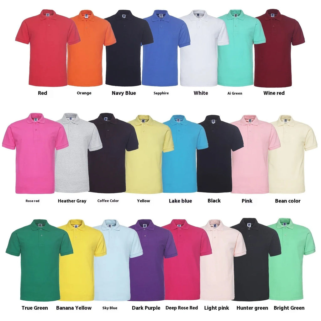 Solid colour loose fit plus size short sleeve polo shirt on a hanger