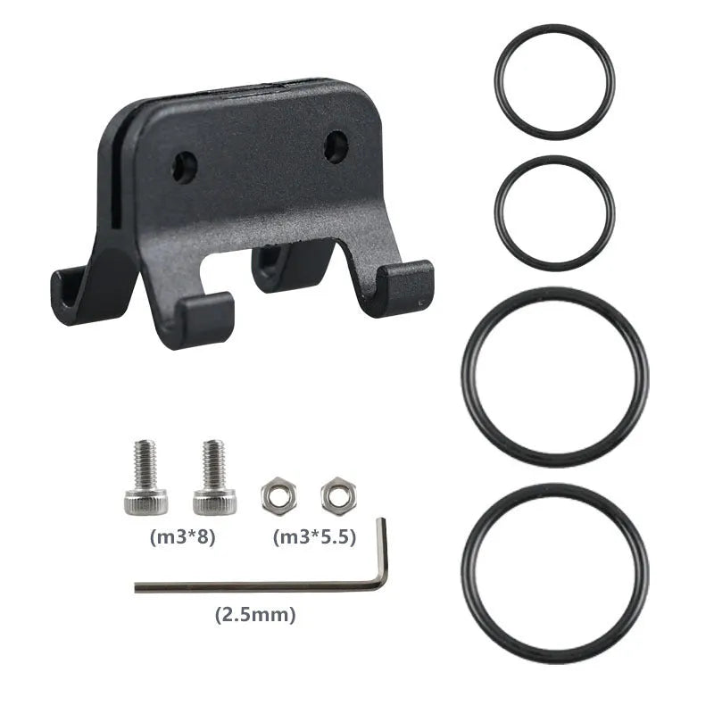 Bicycle competition number plate bracket with leather rings and tool for round tube or cracked duct mounting