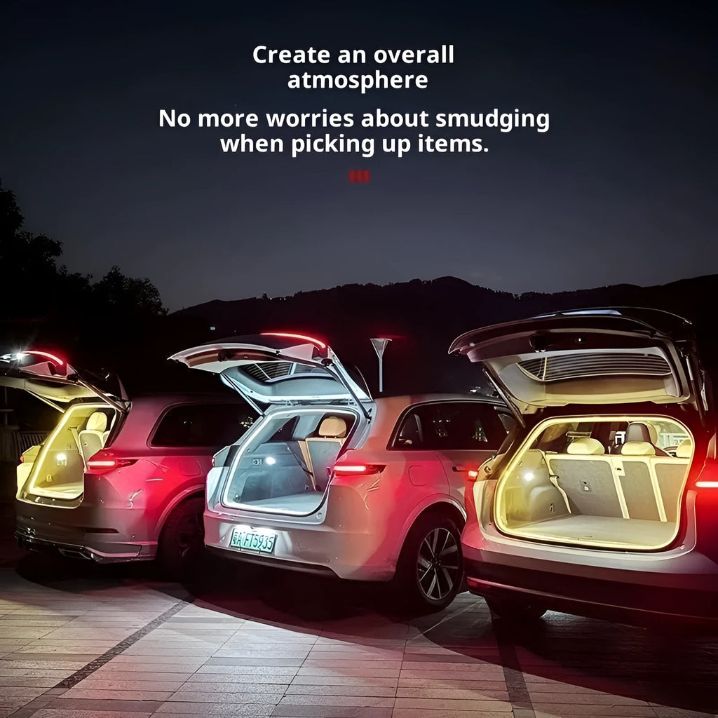 Universal car rear trunk tail light strip with white light and pin connectors for boot illumination