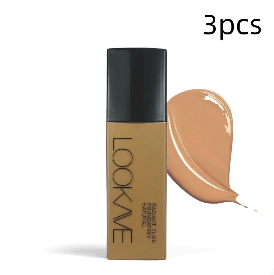 LOOKAVE matte liquid foundation bottle in 21c size with shade options LK63C-01 to LK63C-06