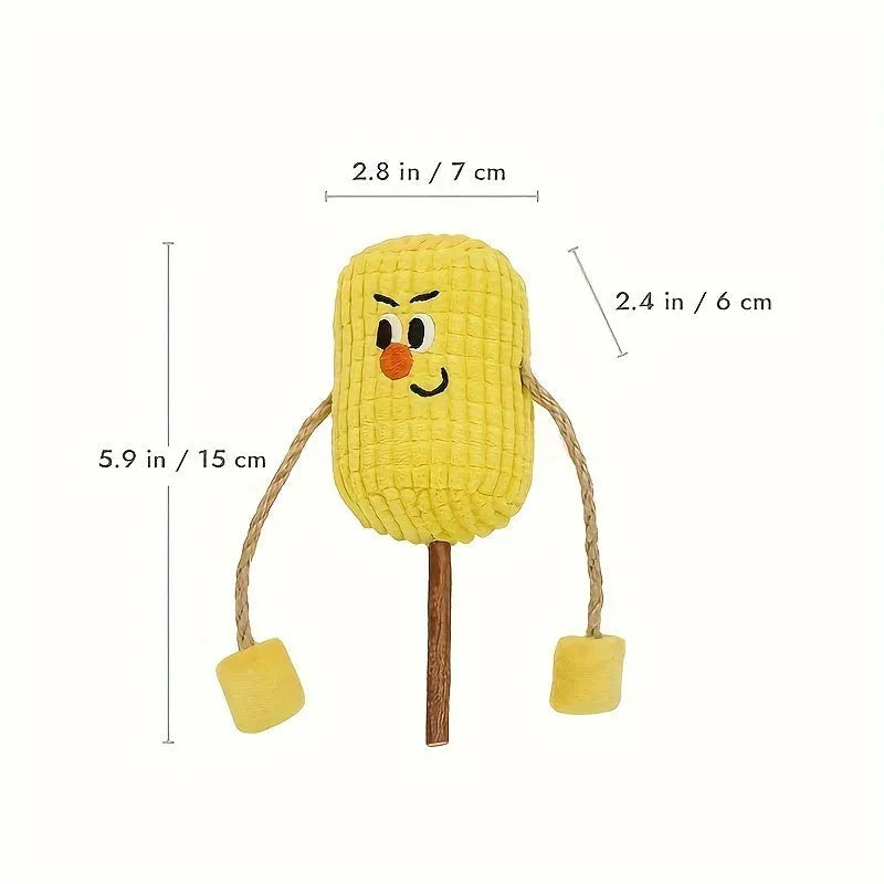 Natural corn cob and polio wood cat chew toy with catnip filling for dental care