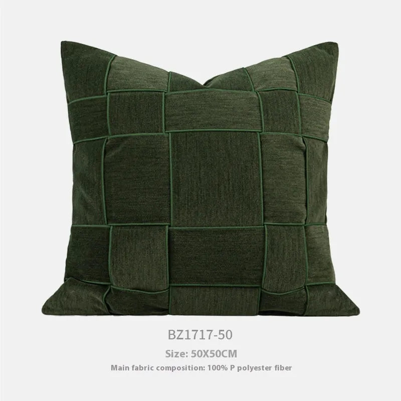 Square chenille woven cushion in a choice of seven colours, shown at 50x50cm size.