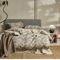 Linen cotton four-piece bedding set with jacquard floral pattern on 1.5m double bed
