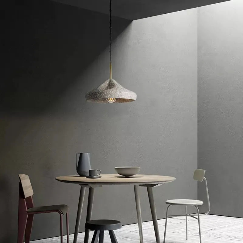 Cement pendant light in sand black or sand grey, Nordic industrial style, 220V ceiling hanging lamp