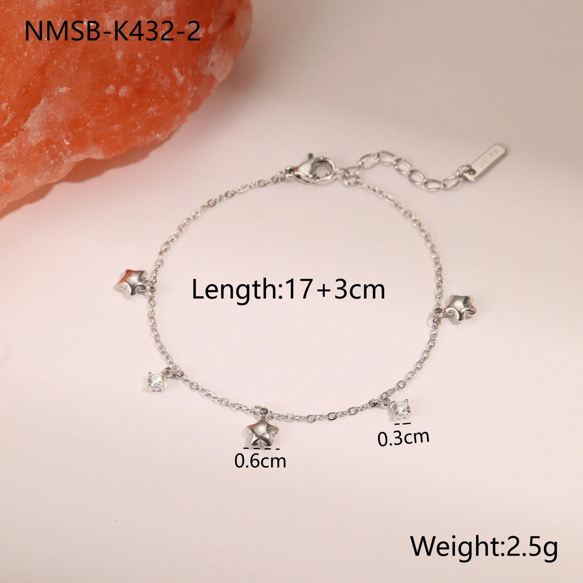 Women's titanium steel bracelet with 18K gold plating and geometric hexagonal star pendant