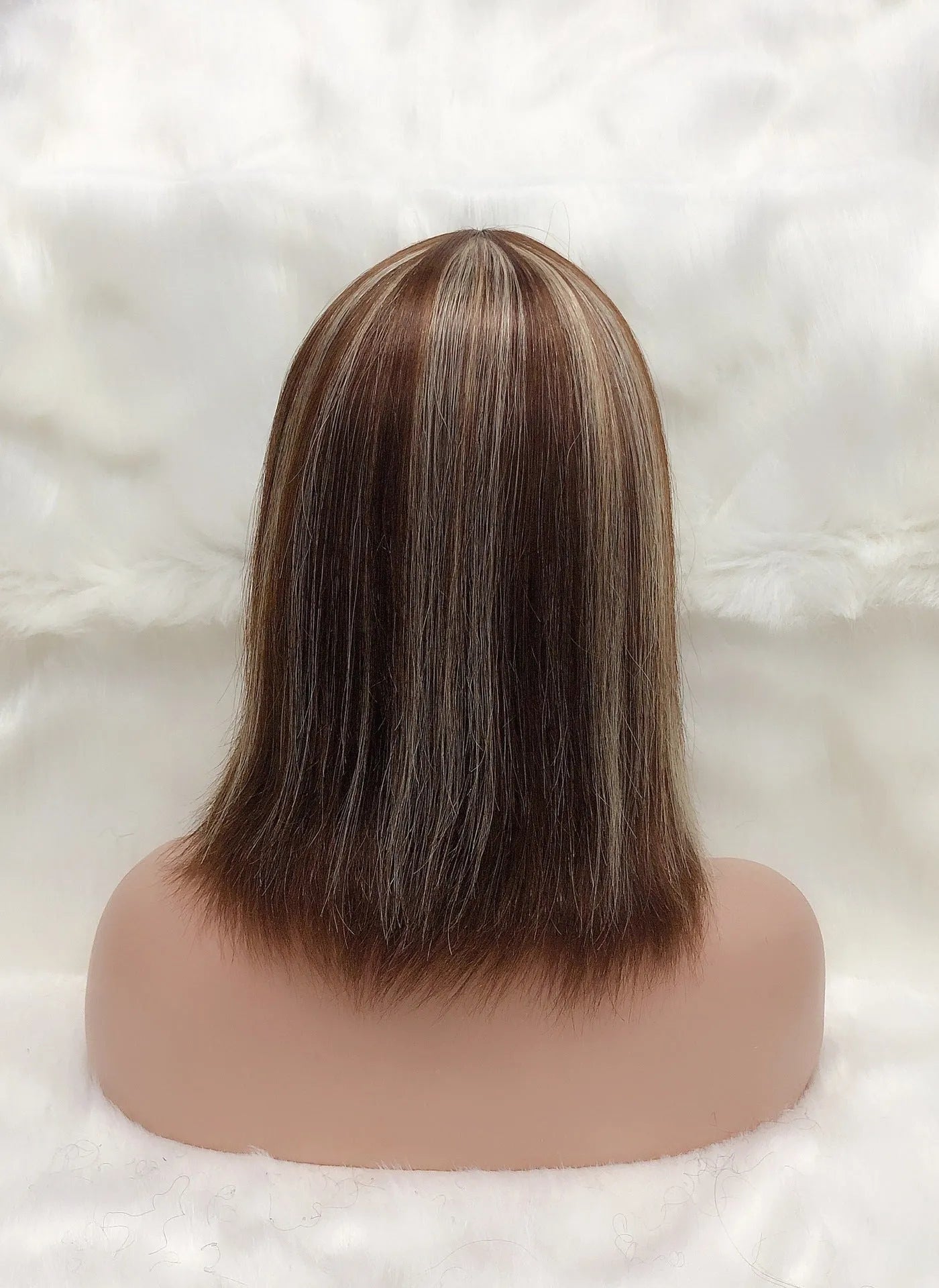 Full Mechanic 4 27 Bob human hair wig in brown with straight bangs and medium length